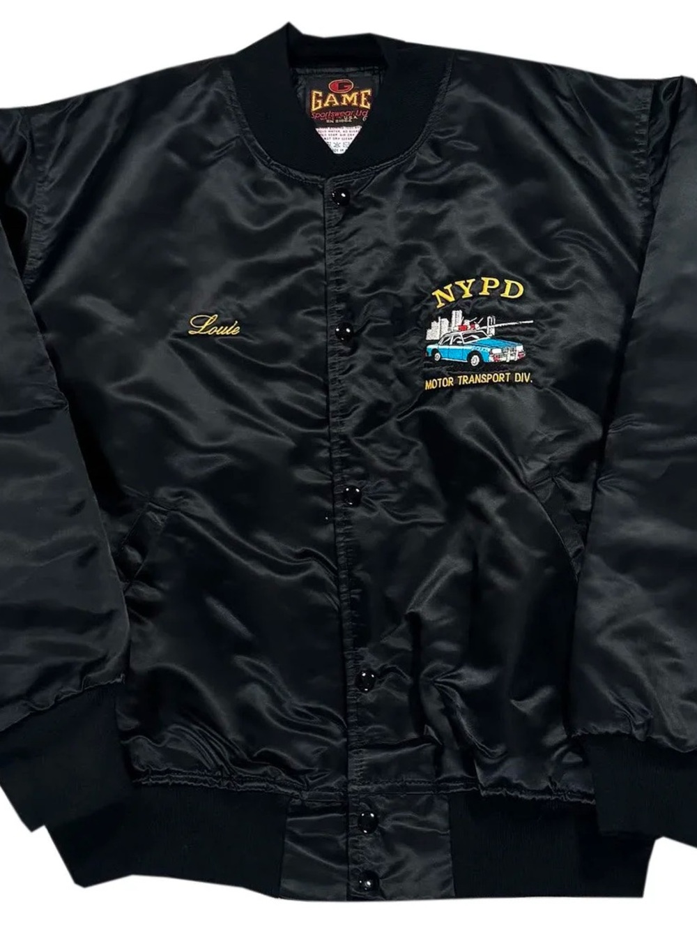 Vintage Game NYPD Motor Transport Division Satin Jacket (Size XL) "Louie"
